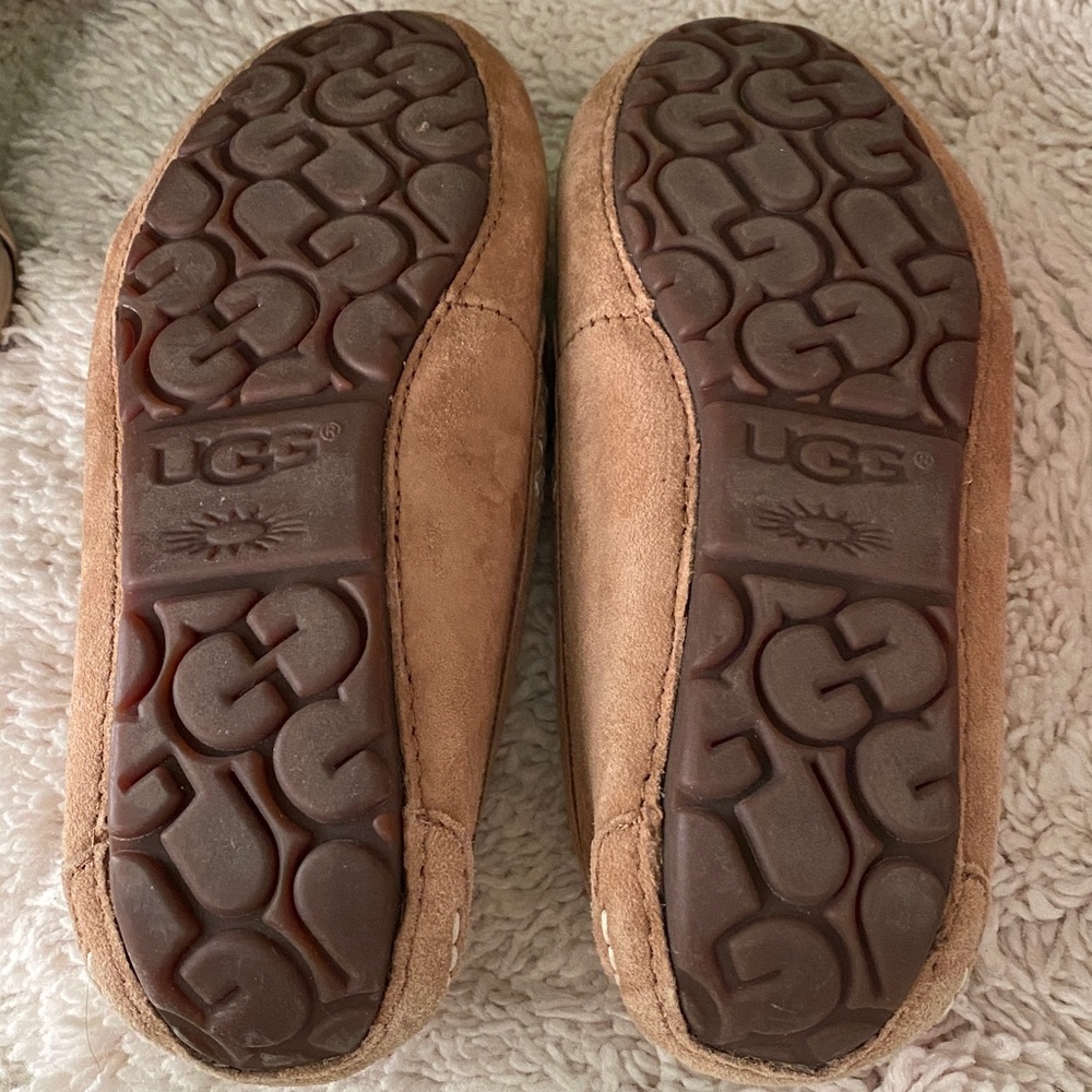 UGG Chestnut Suede Lined Moccasin Slippers - Picture 5 of 8